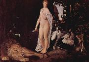 Gustav Klimt Weiblicher Akt mit Tieren in einer Landschaft France oil painting artist